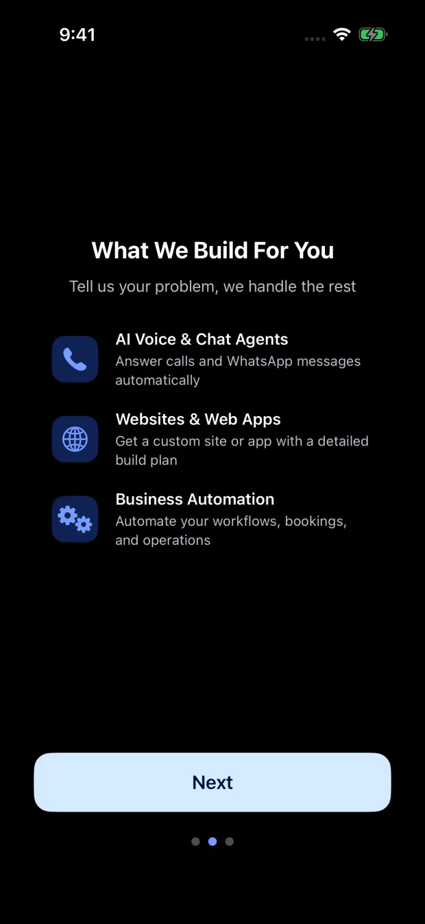 Owlake app, build screen