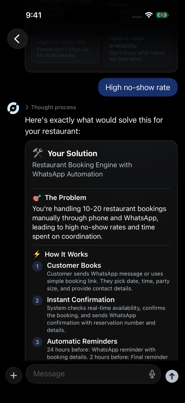 Owlake app, plan screen